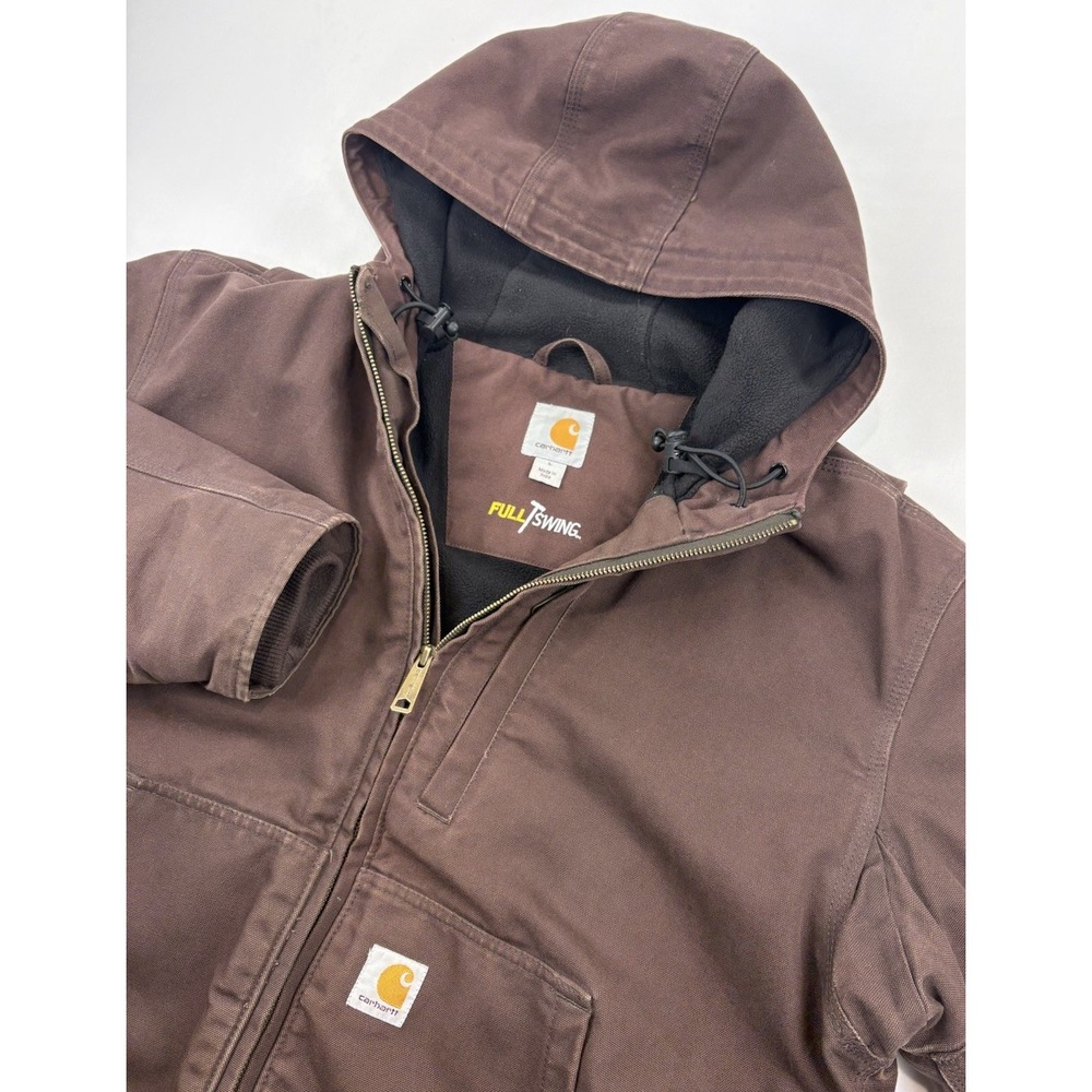 Carhartt Full Swing Full Zip Hooded Lined Jacket Brown Men's Size Large